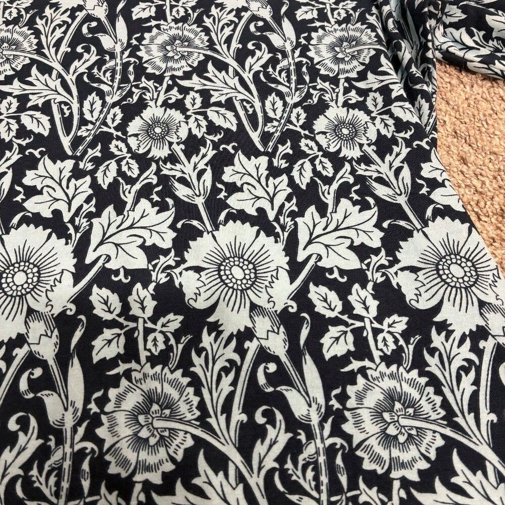Talbots Petite MP Floral Long Sleeve Tee Navy Blue Aqua Cotton Stretch - Picture 8 of 8